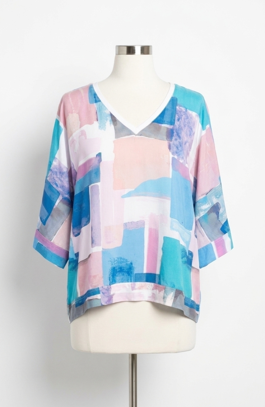 NEW TYLER BOE silk watercolor top in multi